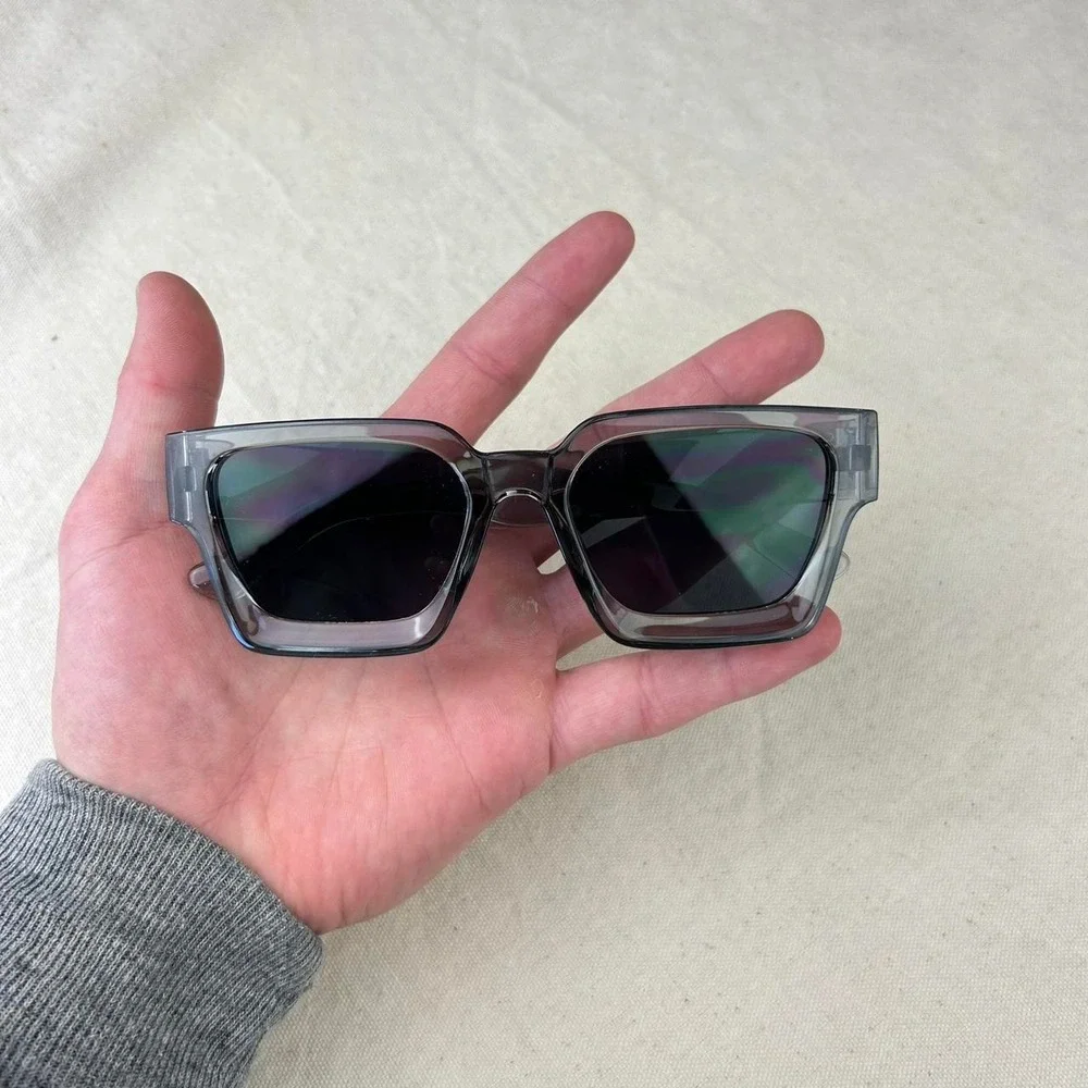 Vintage Y2K surfer style black squared sunglasses cyber grunge techno
